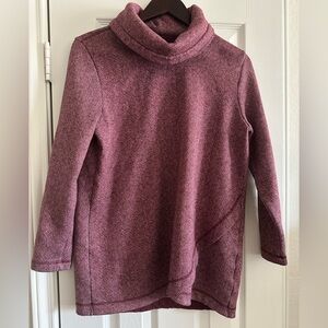 Lands End Women's Cowl Neck Maroon Herringbone Sweater OekoTex, Large (14-16)